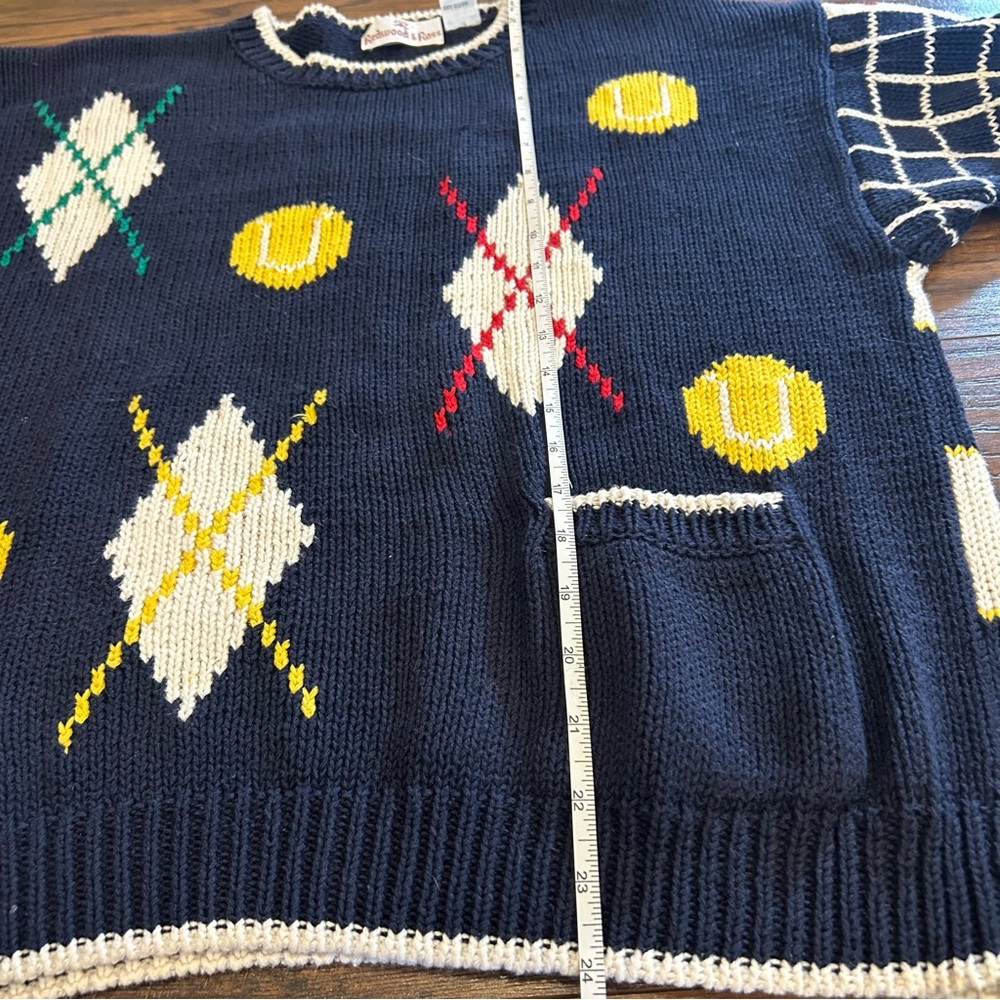 VINTAGE STUNNING Womenโs Redwood & Ross Knit Tennis Sweater Size Medium HTF - Picture 6 of 9